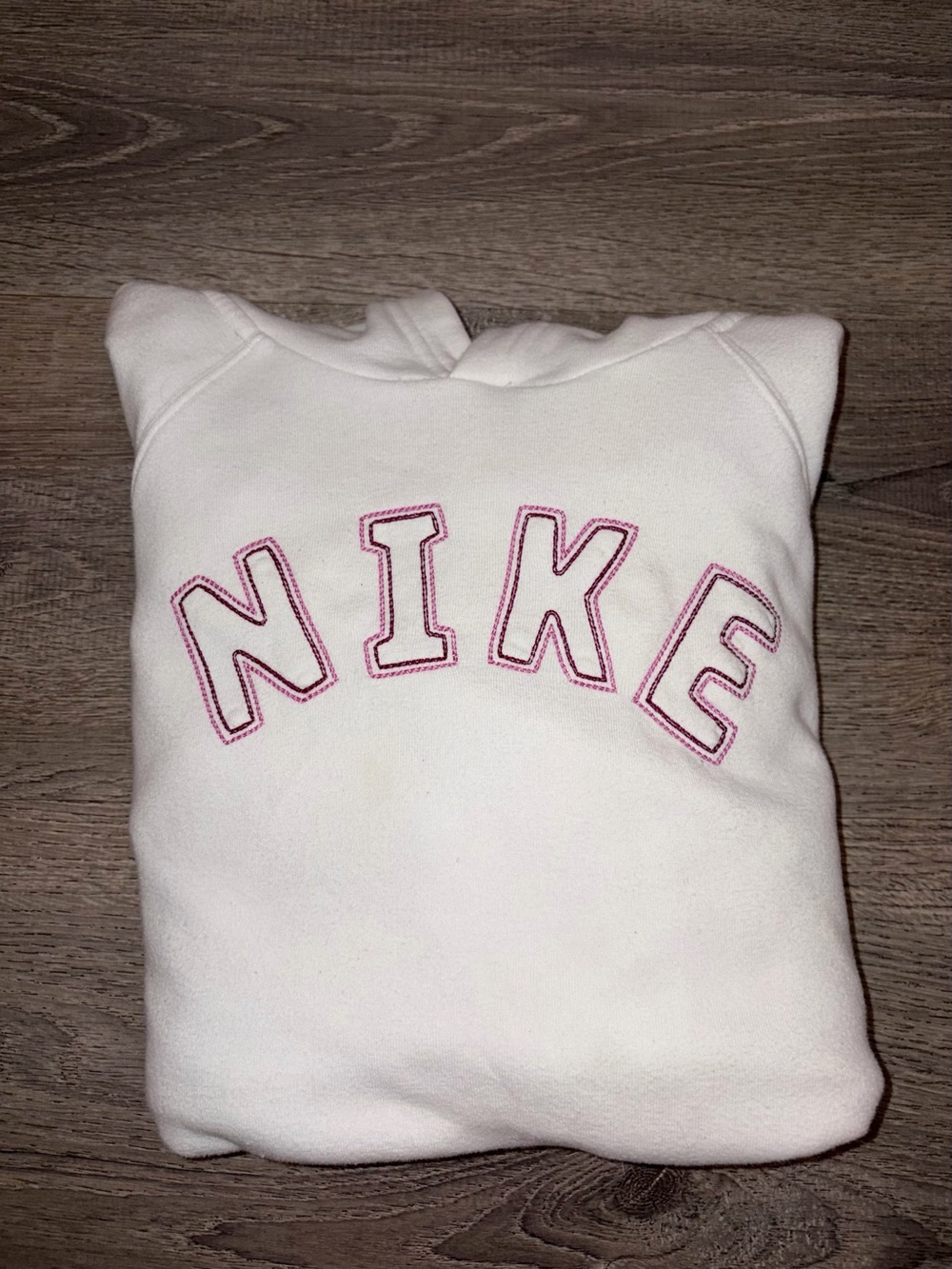 Nike Women’s XL White Fleece Embroidered  Pullover Hoodie Logo Hooded Pockets